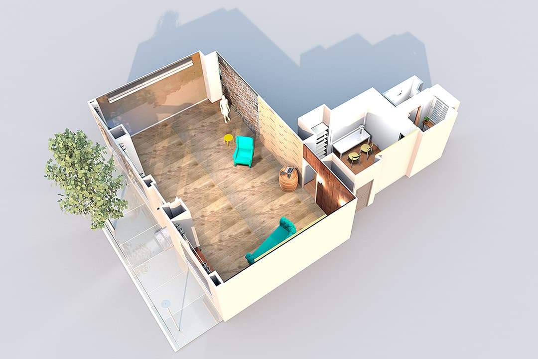 Draufsicht (3D-Rendering)